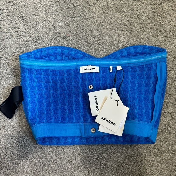 SANDRO Check Bandeau Crop Top sz S - Picture 9 of 10